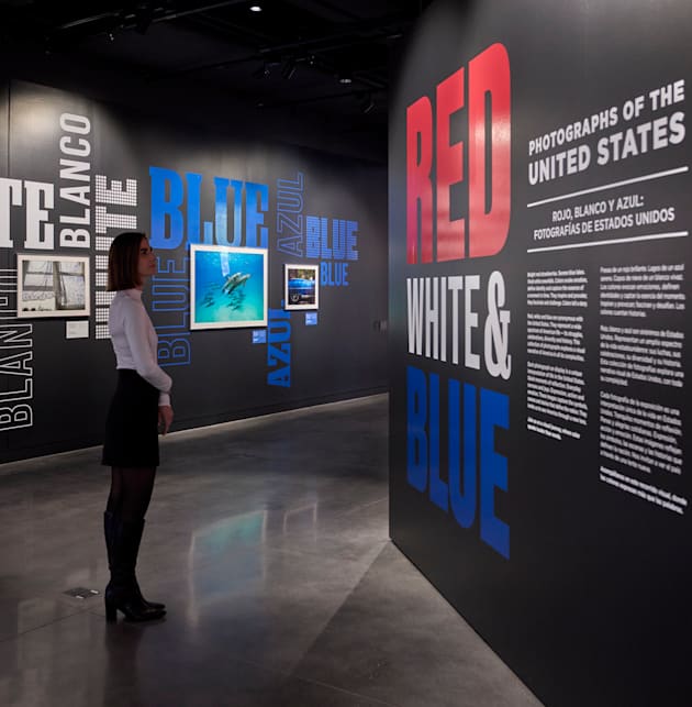 A photo from inside the "Red, White & Blue" exhibition.