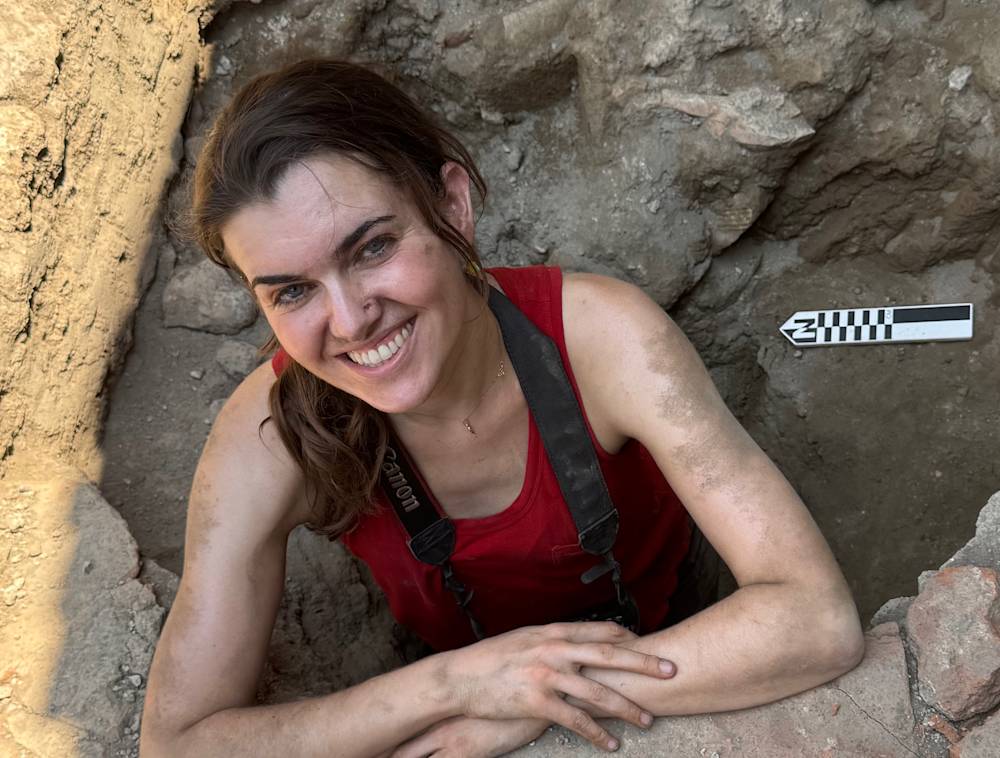 Caitie Barrett at a dig site.