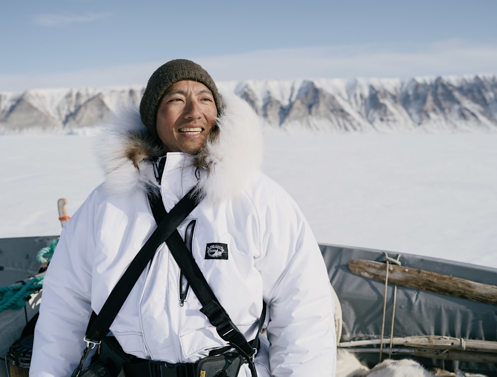 Kiliii Yüyan wearing winter gear in Greenland.