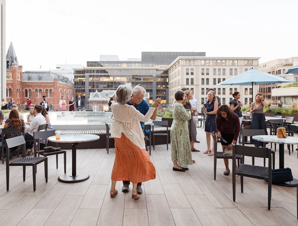 People dancing on the Terrace at the National Geographic Museum.
