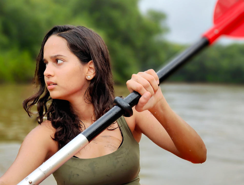 Malaika Vaz kayaking.