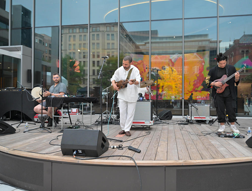 A band performing in the National Geographic Museum Courtyard.