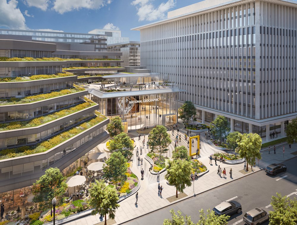 Rendering of the National Geographic Museum Courtyard.