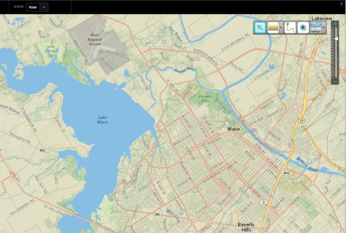 Map of Waco, TX in the National Geographic Education MapMaker Interactive.