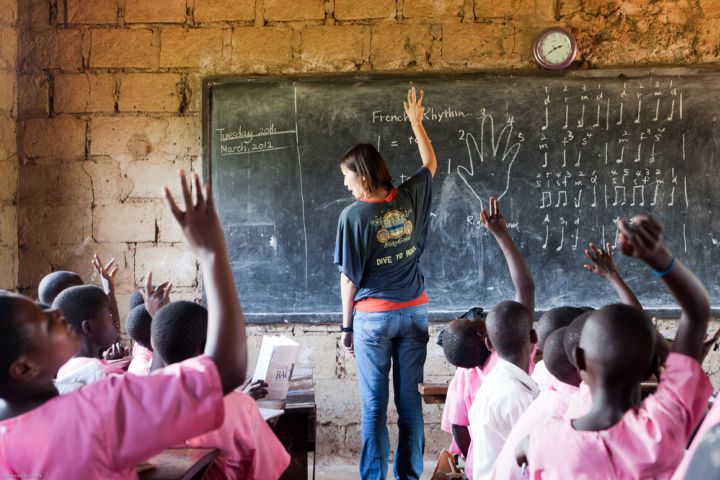 Photograph of a classroom scene.