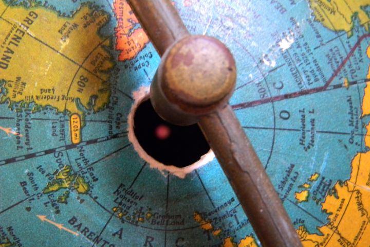 Photograph of a globe.