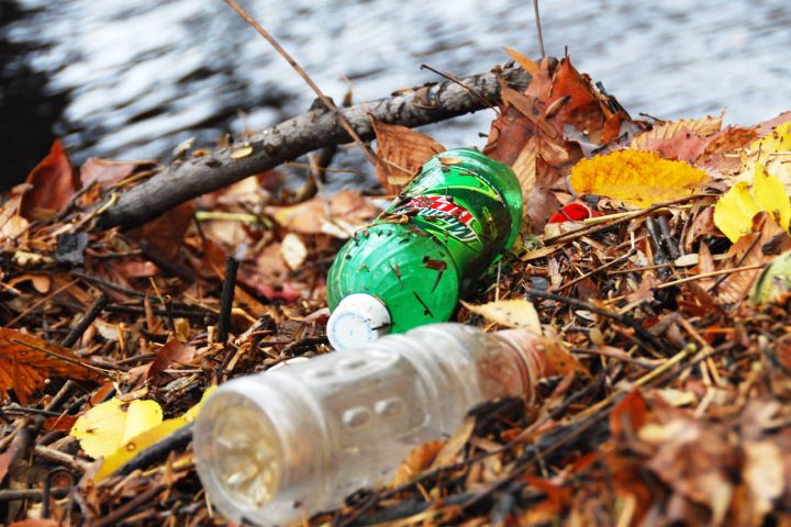 Photo of water bottles as pollution.