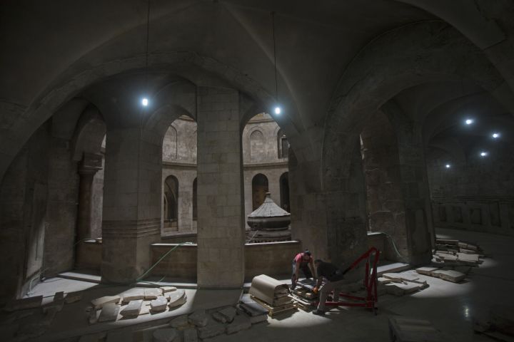 Renovations of the Church of the Holy Sepulchre in Jerusalem's old city. This is thought to be the burial site of Jesus.