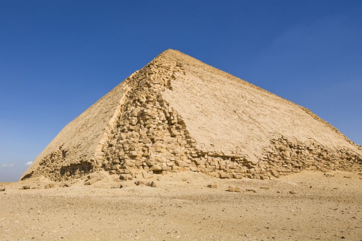 The Bent and Red pyramids are a UNESCO World Heritage Site in Dahshur, Egypt.