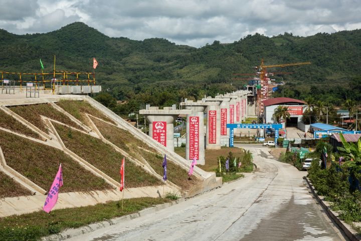 Construction of the Luang Prabang railway bridge in Laos for China's Belt and Road initiative, which is to connect China with Southeast Asian countries through a series of high-speed railways.