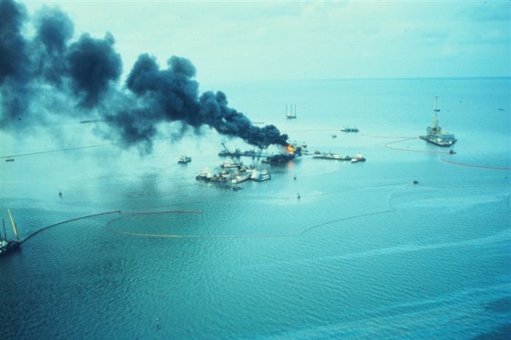 Extracting fossil fuels, like oil, have huge environmental impacts. The huge price paid by this process is made most obvious by underwater oil spills, like on oil rigs.