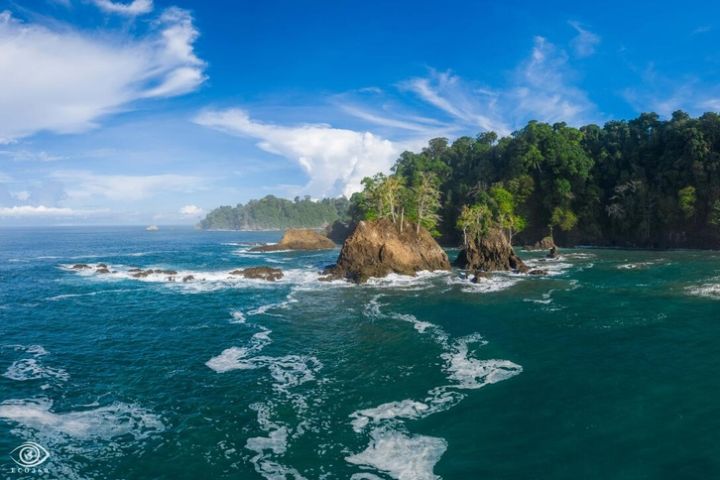 Panoramic from the marine protected area in the Corcovado National Park, Osa Peninsula.