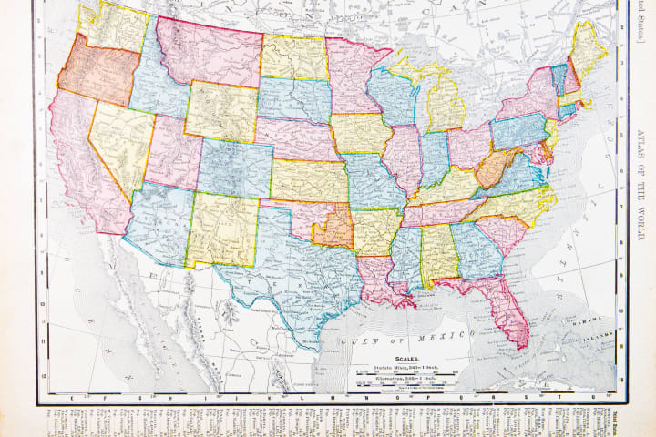 A 1900 map of the United States from Spofford's Atlas