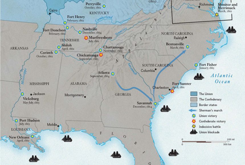 Civil War Battle Map Timeline