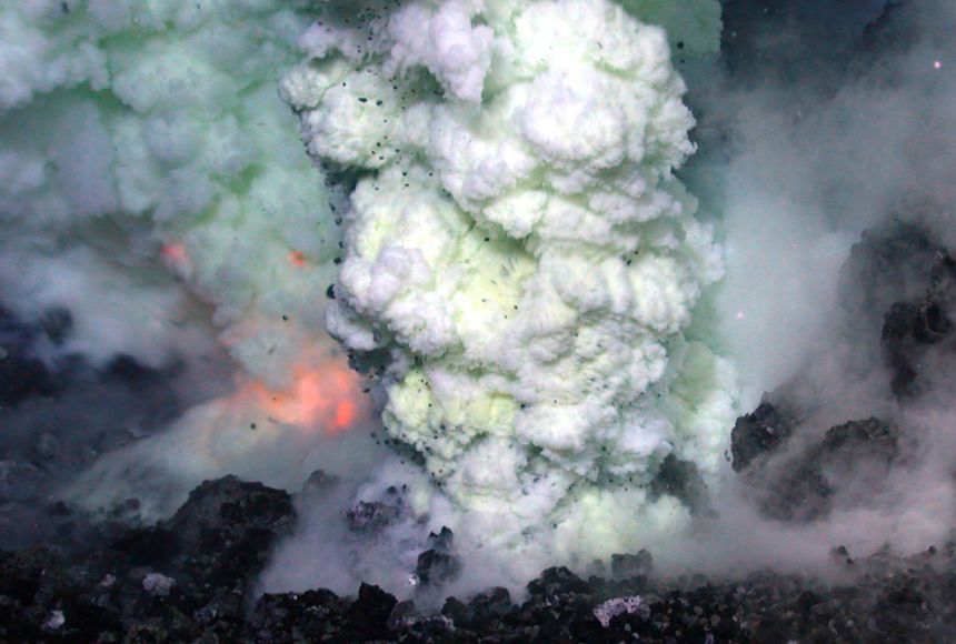 underwater volcanoes erupting lava