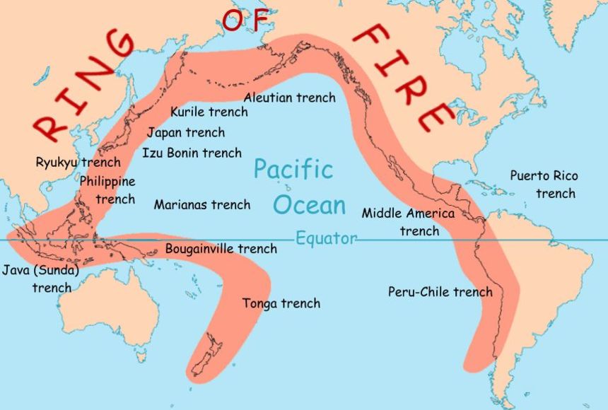 plate tectonics map with mountains