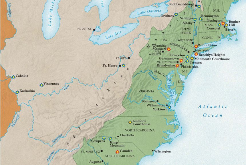 revolutionary war battles chart