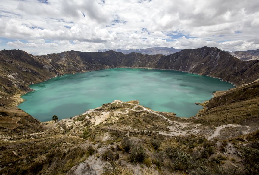 Laguna de Quiltoa a caldera in Ecuador.