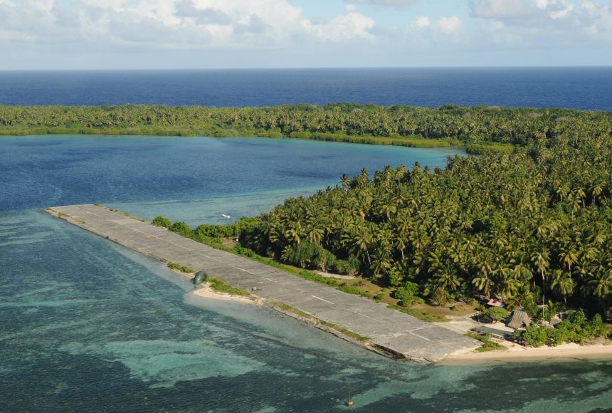 This airstrip on Pingelap Atoll is one of the few ways to travel to this remote island in the Federated States of Micronesia.