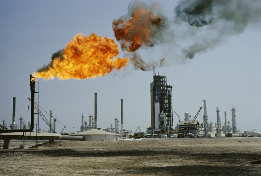 An oil refinery in Saudi Arabia. Many fossil fuels must be refined before being used.