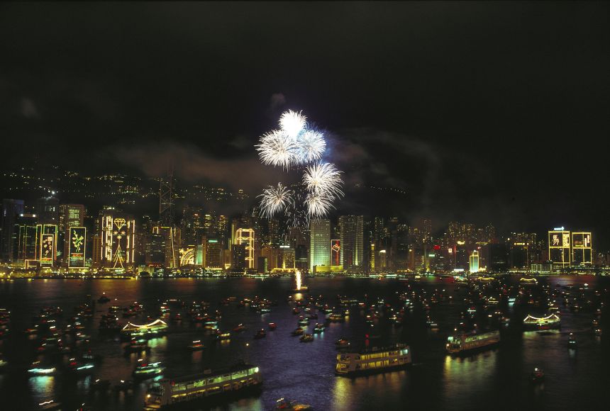 Boats, buildings, street lights, and even fireworks contribute to the light pollution in Victoria Harbor, Hong Kong. Light pollution can be detrimental to the health of people and animals in the area.