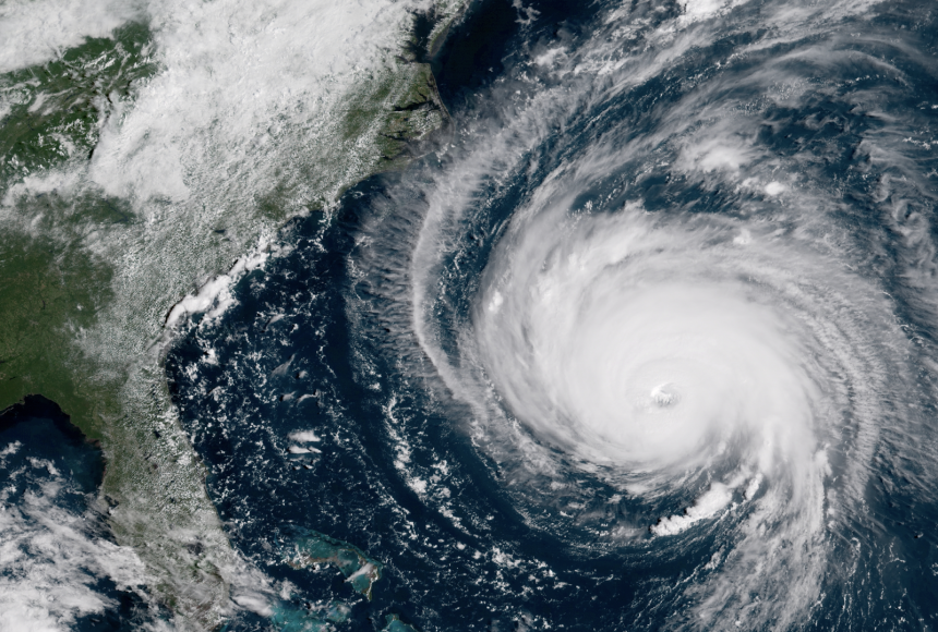 Hurricane Florence was a huge Category 3 storm when this photo was taken by NOAA's GOES East satellite on September 12, 2018, two days before it made landfall in North Carolina.