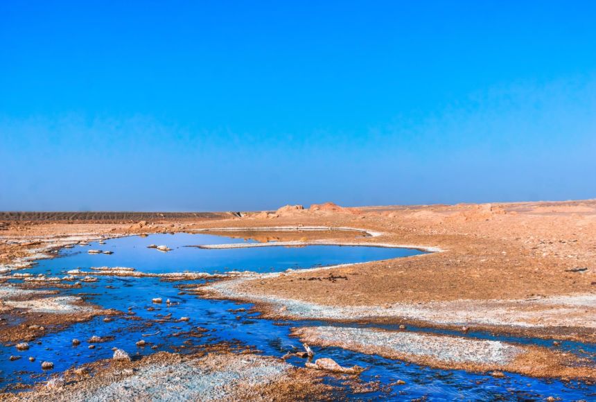 A freshwater spring in the desert of Iran. These springs show the importance of water tables in sustaining life in the harshest parts of Earth.