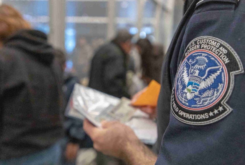 The U.S. Constitution is unclear about the role of federal authority on immigration. Over time, immigration policy has varied largely from relatively open to restrictive. Here, customs and border patrol at a San Diego crossing process asylum seekers.