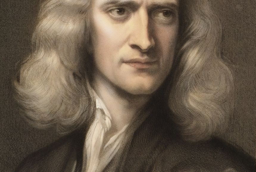 isaac newton holding apple