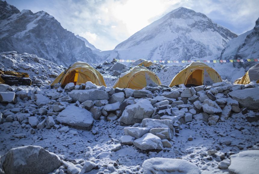 One of the biggest challenges the team faced in setting up a weather station and drilling ice cores had nothing to do with Everest's extreme temperatures or thin air. That spring of 2019, they were joined by a record number of would-be summitters at base