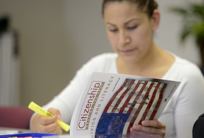 Aspiring American citizens must study and practice for their citizenship tests. Thousands of people around the world take the test every year in hopes of becoming a citizen of the United States.