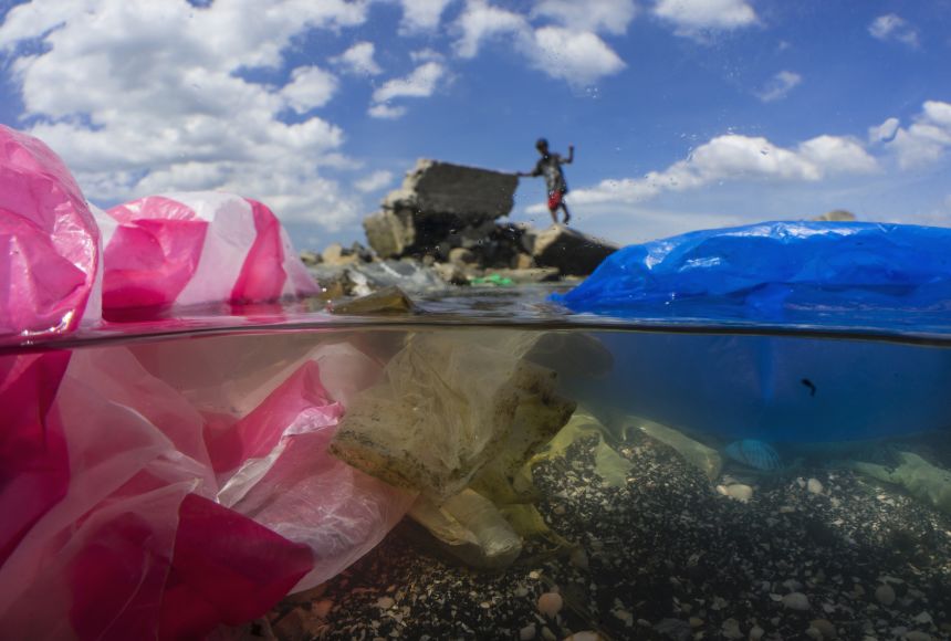 While plastic pollution is a worldwide problem it is most obvious in less-wealthy African and Asian nations, like the Philippines. Here, children play among plastic waste on the shore of Manila Bay.