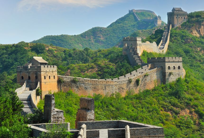 The Great Wall of China is one of the most notorious structures in the entire world. The Jinshanling section in Hebei Province, China, pictured here, is only a small part of the wall that stretches over 4,000 kilometers (2,500 miles).