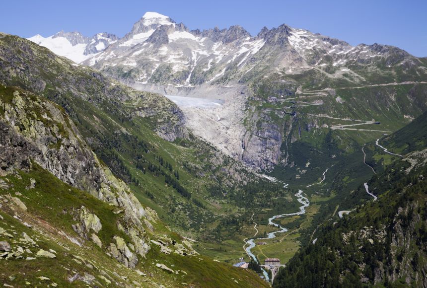 Ice melt from the top of mountains and glaciers is often a source for many rivers.