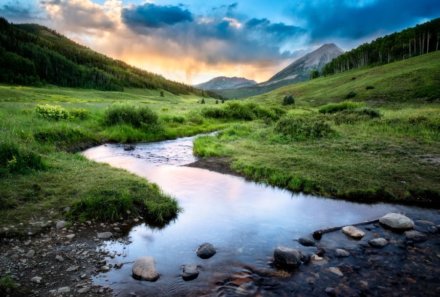 This stream in Crested Butte, Colorado, United States is an important water source for many humans and animals.