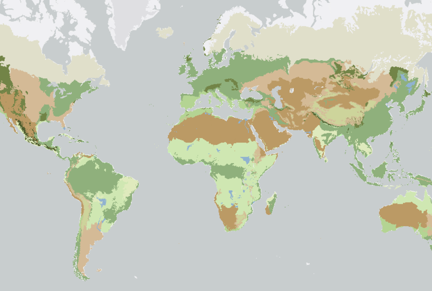 temperate woodland and shrubland map