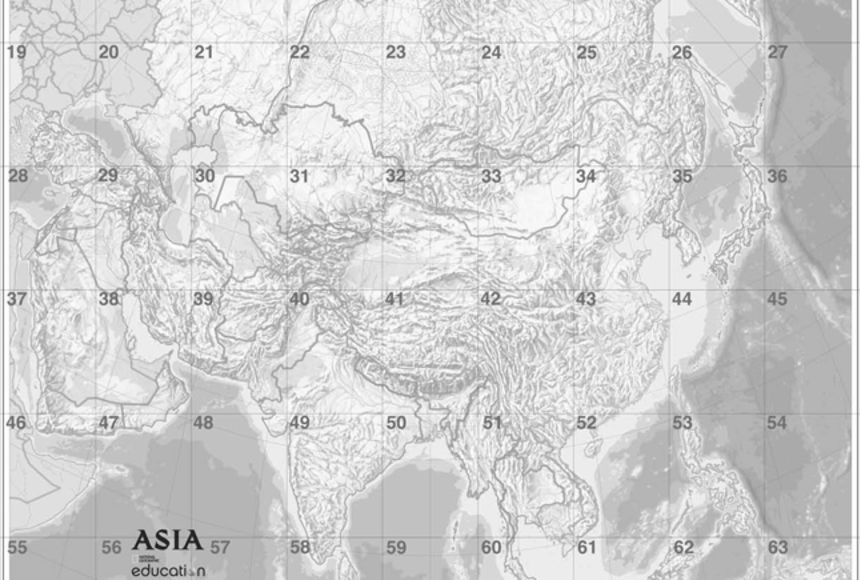 printable black and white map of asia