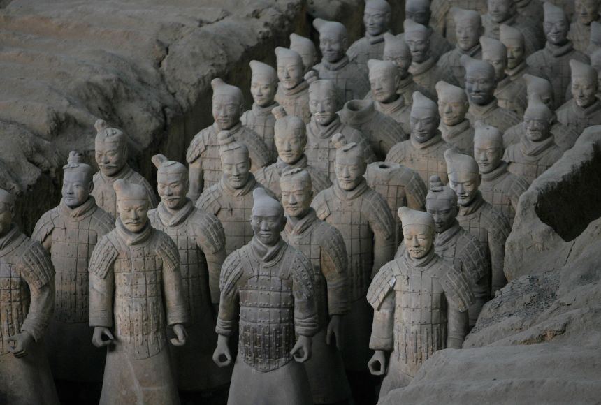 Qin Shin Huang unified China, becoming the nation's first emperor. He was buried with almost 8,000 life-size statues known of as the terracotta warrior army.