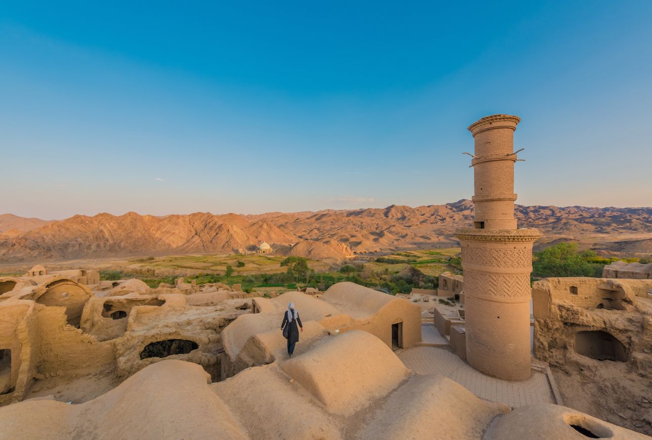 The abandoned, ancient adobe, mud and brick village of Kharanaq in central Iran, located in the midst of a mountainous region near Yazd.