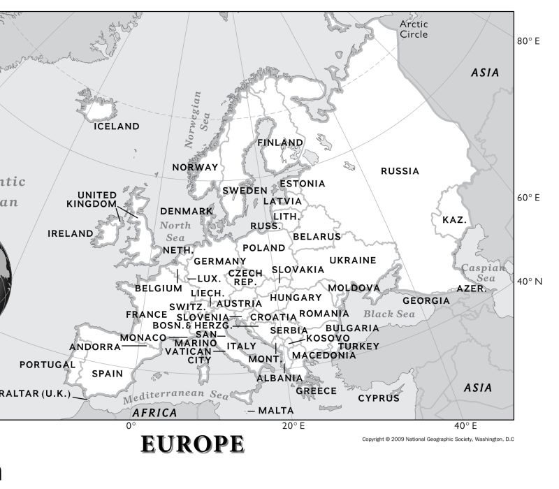 blank physical map of europe rivers