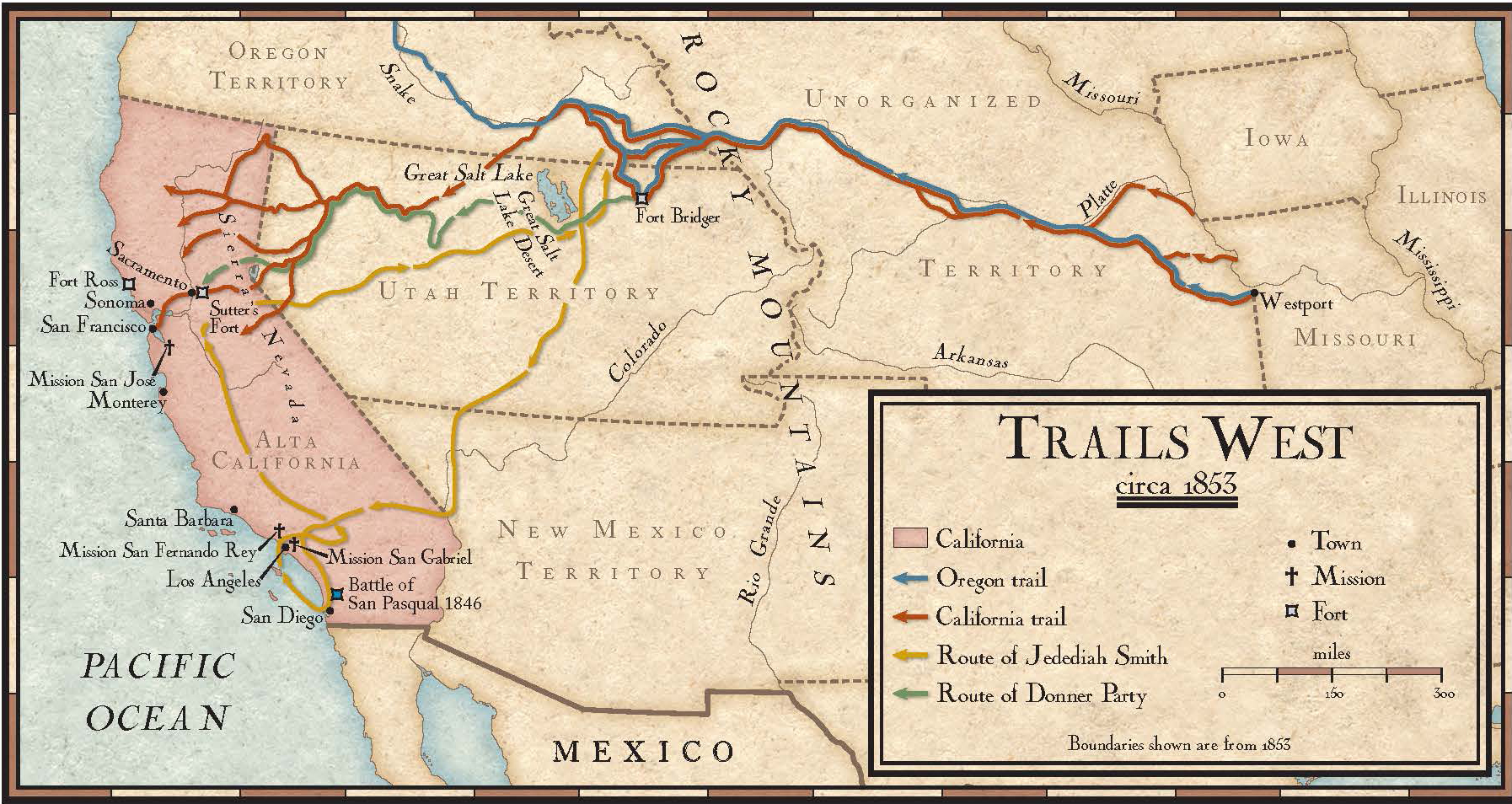 Trails West In The Mid 1800s 