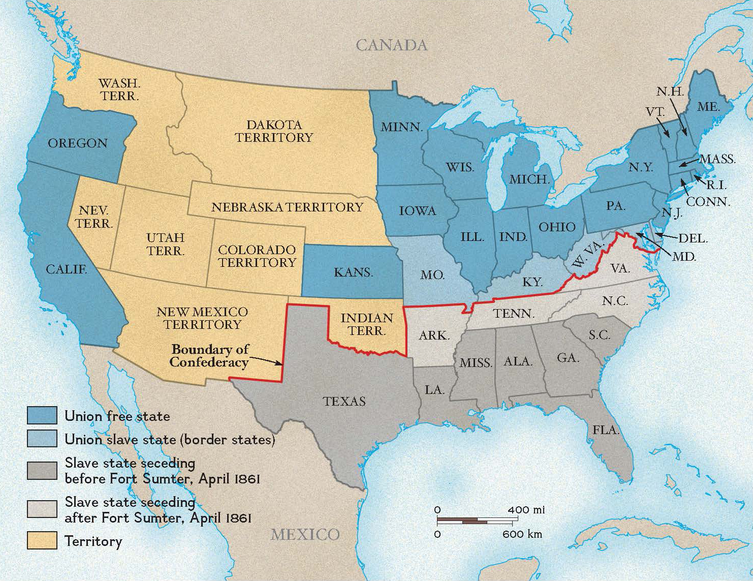 Boundary Between The United States And The Confederacy   Boundary Between The Union And The Confederacy 