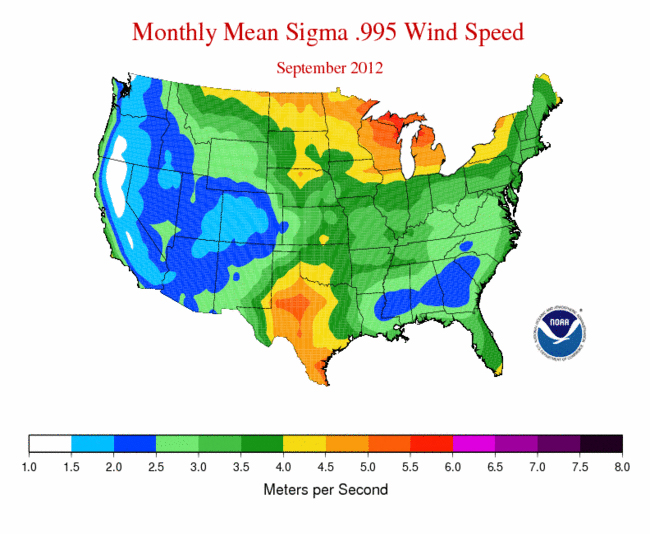 Average wind speeds in m/s vs. altitude in km. On an average, wind