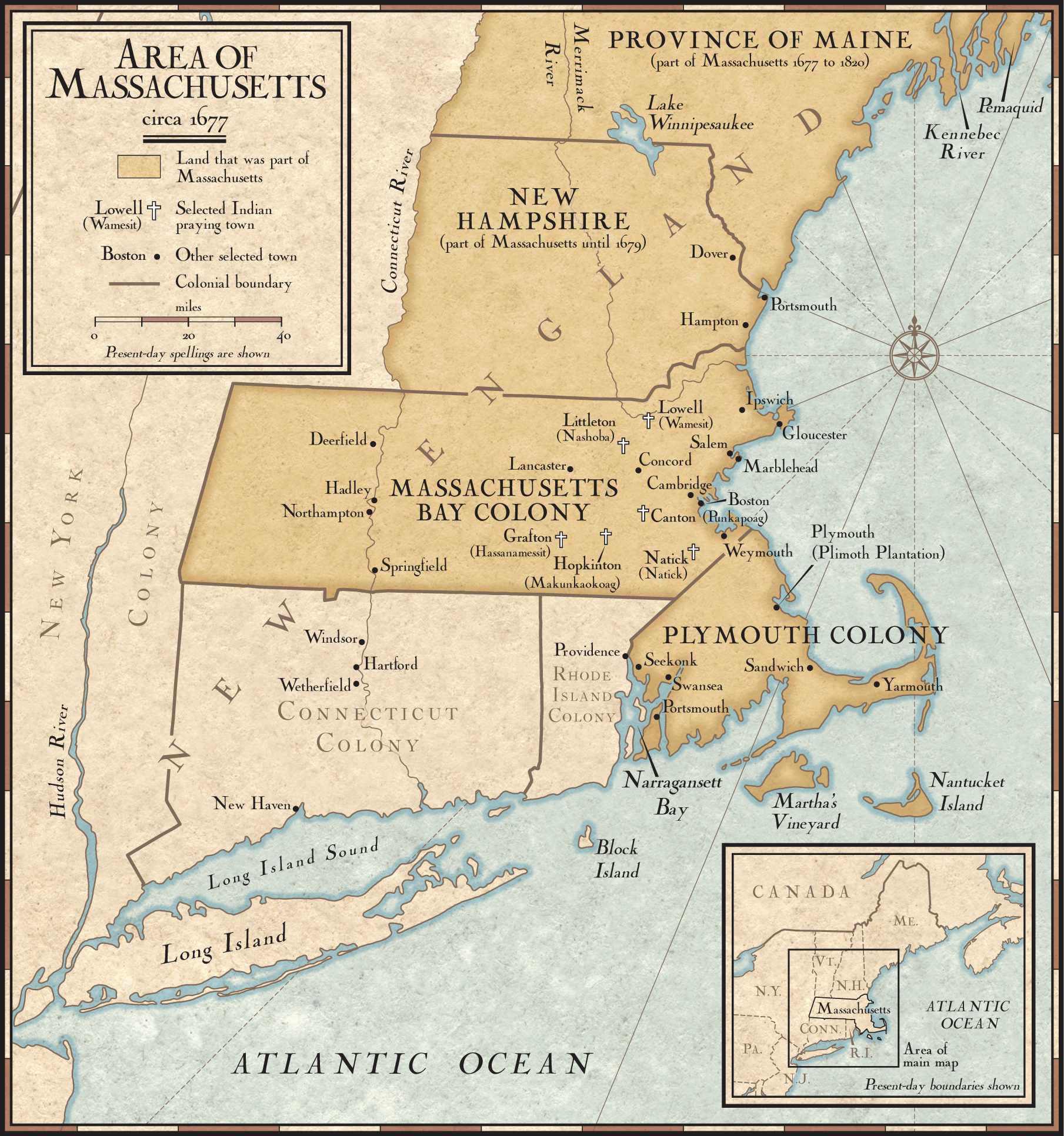 New England Colonies in 1677