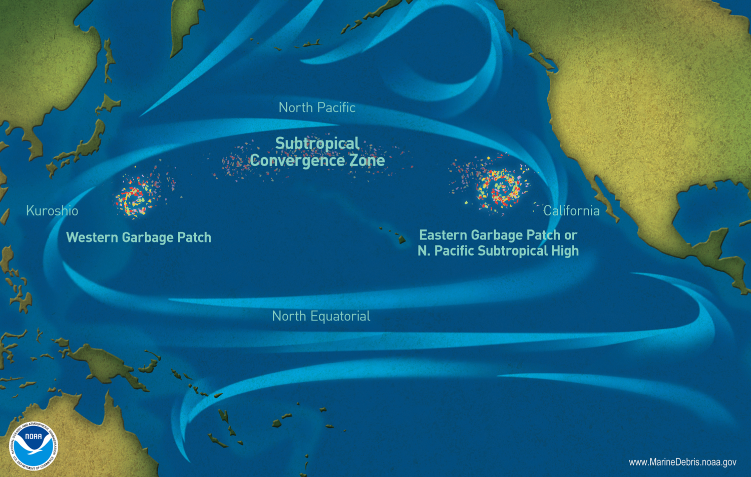 great pacific garbage patch map